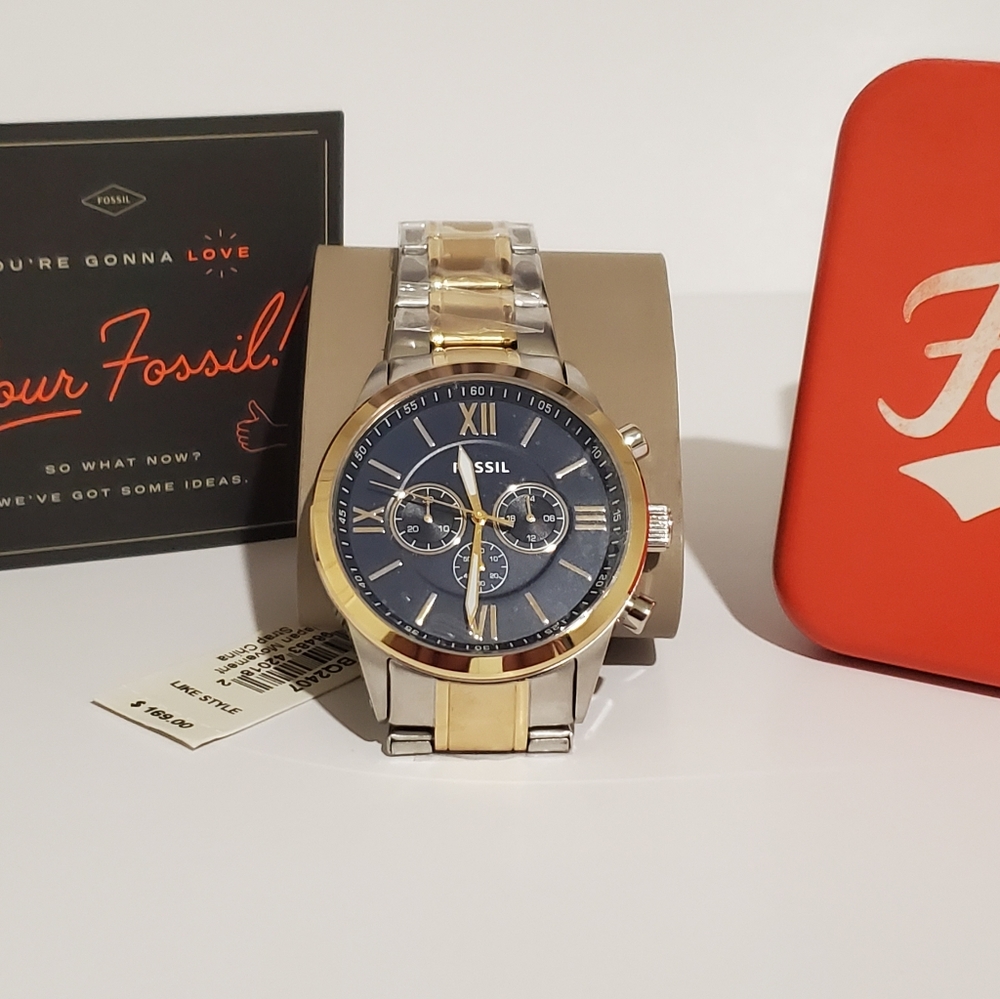 NIB Fossil Flynn Chronograph 48mm Blue Dial